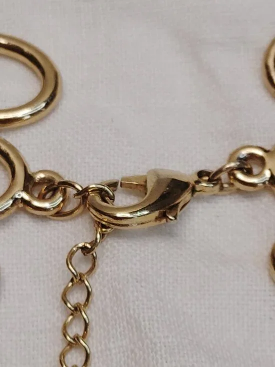 Mixed Metal Link Bib Necklace – Gold Tone w/ Silver Connectors - Picture 6 of 7